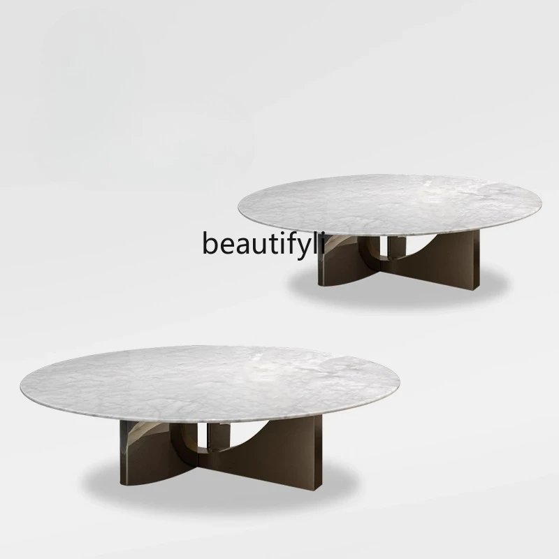 Italian luxury stone coffee table simple living room light luxury metal marble round combination
Italian luxury stone coffee table simple living room light luxury metal marble round combination