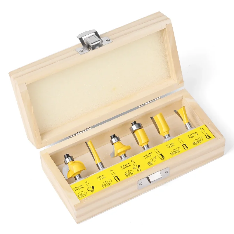 6Pcs 1/4'' 6mm Shank Woodworking Milling Cutter Set, Trimming Machine Cutter, Router Bit Tools,Trimming Cutter,Optional boxed
6Pcs 1/4'' 6mm Shank Woodworking Milling Cutter Set, Trimming Machine Cutter, Router Bit Tools,Trimming Cutter,Optional boxed