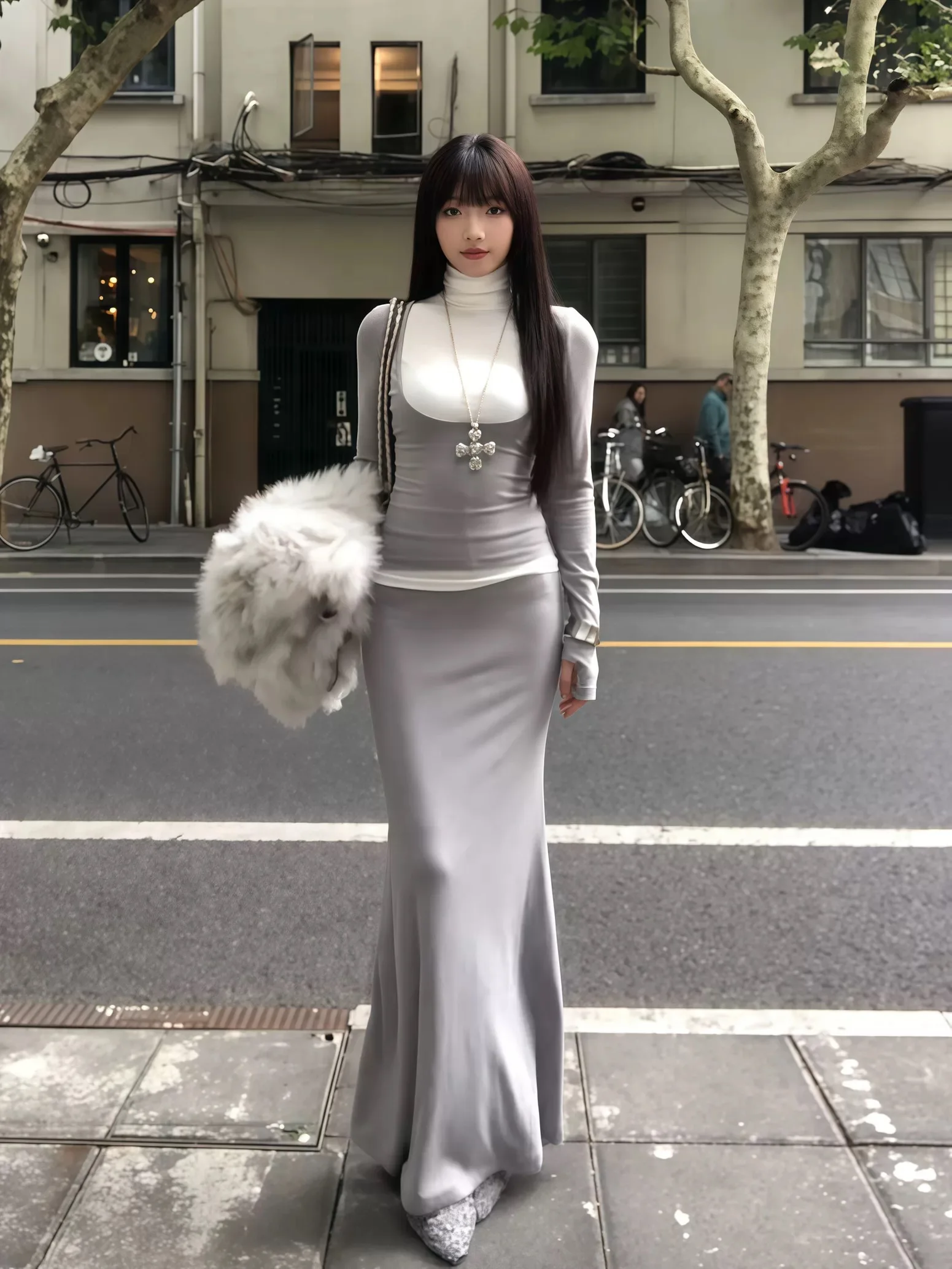 Spring 2026 Women's Slim Fit Two-Piece Set Bodycon Long Skirt And Top Korean Sle Faionable And Sexy High Waist Turtlene
Spring 2026 Women's Slim Fit Two-Piece Set Bodycon Long Skirt And Top Korean Sle Faionable And Sexy High Waist Turtlene