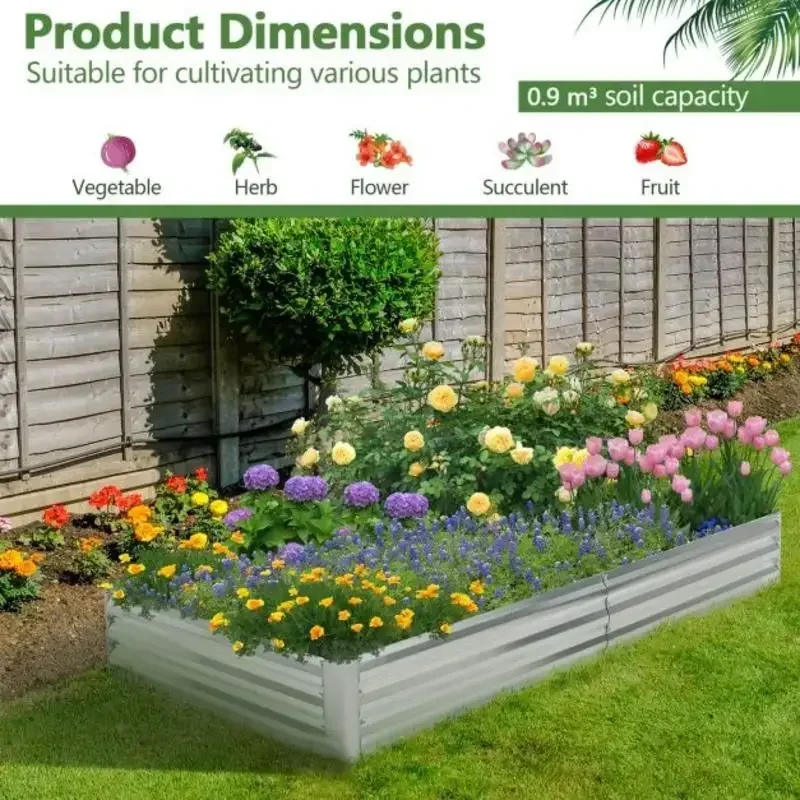 Metal Galvanized Raised Garden Bed with Open-Ended Base-8 x 4 ft
Metal Galvanized Raised Garden Bed with Open-Ended Base-8 x 4 ft