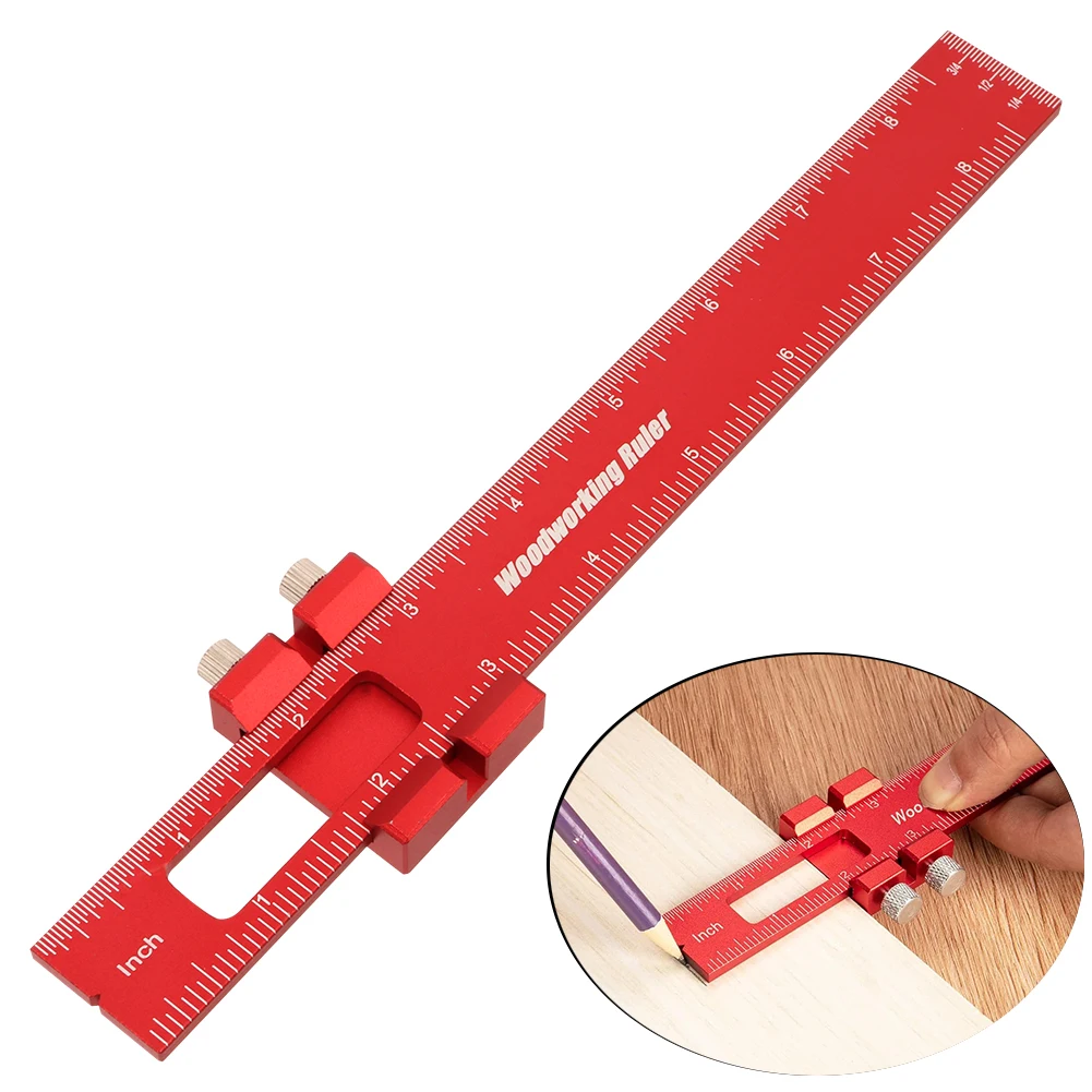 Woodworking T-Type Ruler Scribing Square Measuring Tools Precision Pocket Ruler Inch Metric Measuring Marking Ruler With Stop
Woodworking T-Type Ruler Scribing Square Measuring Tools Precision Pocket Ruler Inch Metric Measuring Marking Ruler With Stop