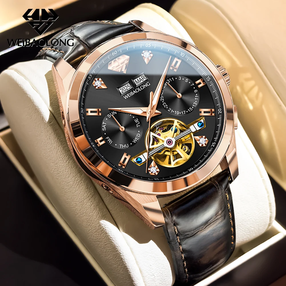 WEIBAOLONG 3806 Men Watch Real Diamond Imported Automatic Mechanical Watch for Men Original Leather Strap Skeleton Wristwatch
WEIBAOLONG 3806 Men Watch Real Diamond Imported Automatic Mechanical Watch for Men Original Leather Strap Skeleton Wristwatch