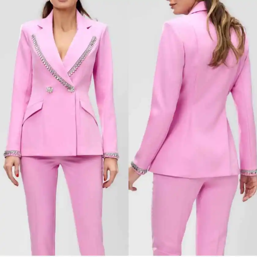 Luxury Diamond Women's Suit 2 Piece Jacket Pants Double Breasted Commuting Office Casual Occasion Blazer Customized
Luxury Diamond Women's Suit 2 Piece Jacket Pants Double Breasted Commuting Office Casual Occasion Blazer Customized