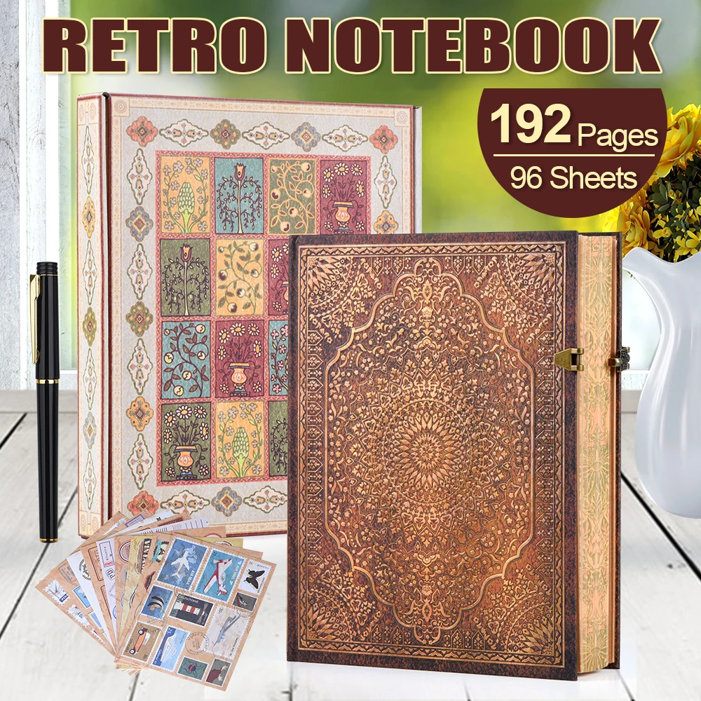 Retro Notebook 8 Style Themes classical notepads creative with copper lock design travel diaries handbooks personalized gifts
Retro Notebook 8 Style Themes classical notepads creative with copper lock design travel diaries handbooks personalized gifts