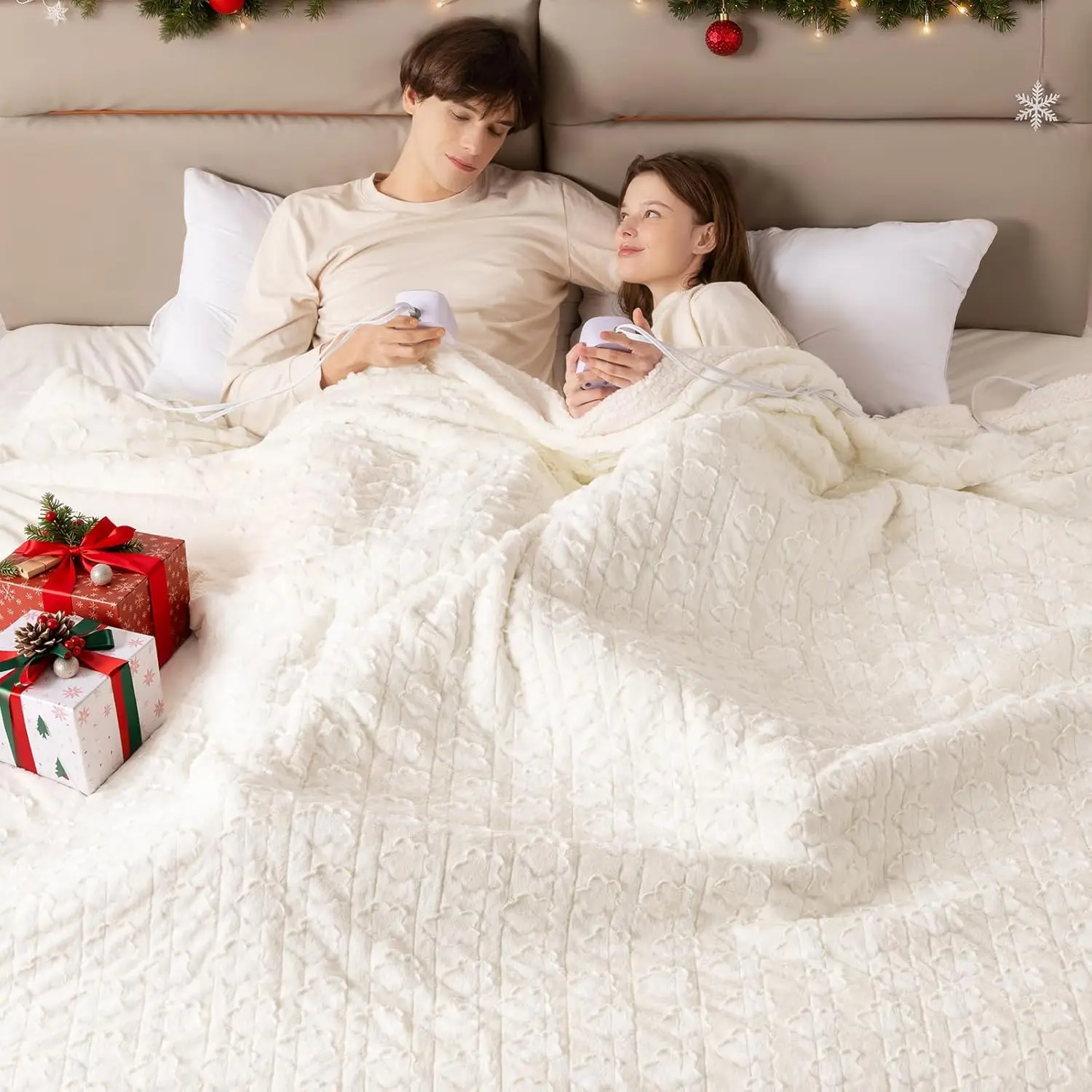 King Size Electric Blanket 100"x90", Dual Zone Heating, 10 Levels & Auto Off, Machine Washable, White Floral Pattern
King Size Electric Blanket 100"x90", Dual Zone Heating, 10 Levels & Auto Off, Machine Washable, White Floral Pattern