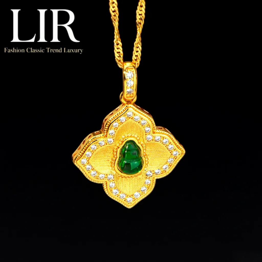 LIR Fadeless Non - deformable Necklace: Latest Plating, Zircon - Inlaid Clover & Green Gourd Pendant, Simple & Stylish
LIR Fadeless Non - deformable Necklace: Latest Plating, Zircon - Inlaid Clover & Green Gourd Pendant, Simple & Stylish