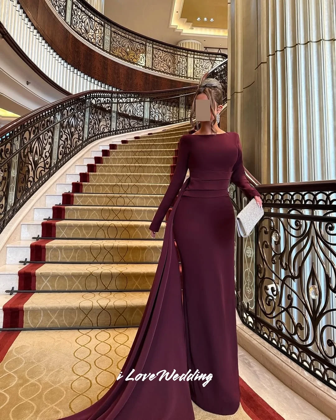 Burgundy O-Neck Evening Dress 2025 Satin Long Sleeve Mermaid Split Pleat Sweep Train Saudi Arabia Wedding Party Dress Customized
Burgundy O-Neck Evening Dress 2025 Satin Long Sleeve Mermaid Split Pleat Sweep Train Saudi Arabia Wedding Party Dress Customized