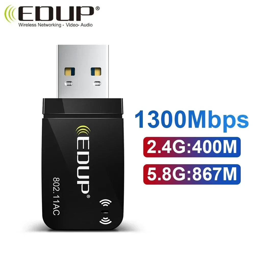 EDUP Dual Band 1300Mbps USB 3.0 Wireless AC Network Card USB WIFI Lan Adapter 802.11ac Mini Portable Wi-Fi Adapter For PC Laptop
EDUP Dual Band 1300Mbps USB 3.0 Wireless AC Network Card USB WIFI Lan Adapter 802.11ac Mini Portable Wi-Fi Adapter For PC Laptop