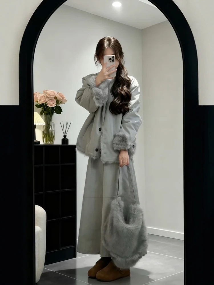 plus Size Winter Fashion Set with Thick Lamb Fur Jacket And Skirt Women's High Waist Skirt Korean Style Short Coat
plus Size Winter Fashion Set with Thick Lamb Fur Jacket And Skirt Women's High Waist Skirt Korean Style Short Coat
