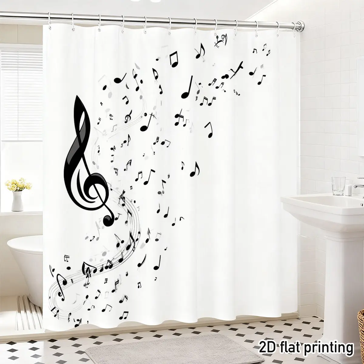 Shower Curtain Polyester Music Treble Clef & Floating Notes 2D Flat Waterproof Grommet Top Musical Bathroom Decor Gift
Shower Curtain Polyester Music Treble Clef & Floating Notes 2D Flat Waterproof Grommet Top Musical Bathroom Decor Gift