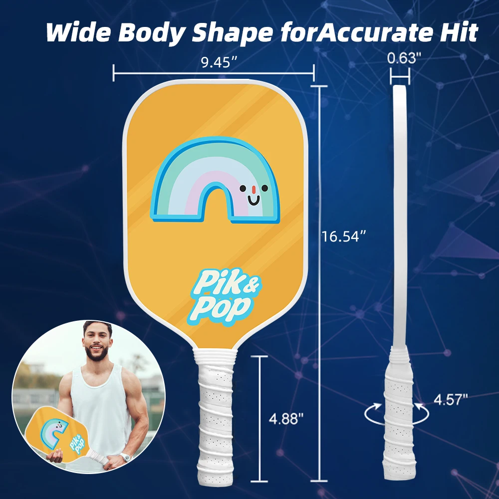 2-Pack Pickleball Paddles Fiberglass Face Polypropylene Core, Wide Body for Control, with 4 Balls, Bag & Grip Tapes
2-Pack Pickleball Paddles Fiberglass Face Polypropylene Core, Wide Body for Control, with 4 Balls, Bag & Grip Tapes