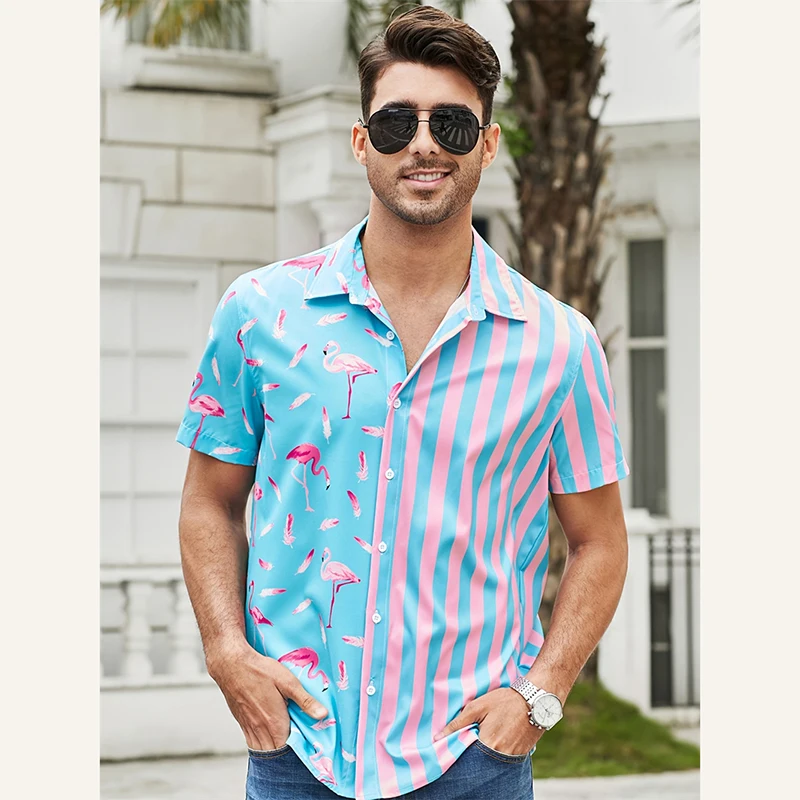 Flamingo Graphic Stripe Shirt Men's Clothing Trend Street Leisure Loose Button Hawaii Shirts Summer Classic 3D Print Blouse
Flamingo Graphic Stripe Shirt Men's Clothing Trend Street Leisure Loose Button Hawaii Shirts Summer Classic 3D Print Blouse