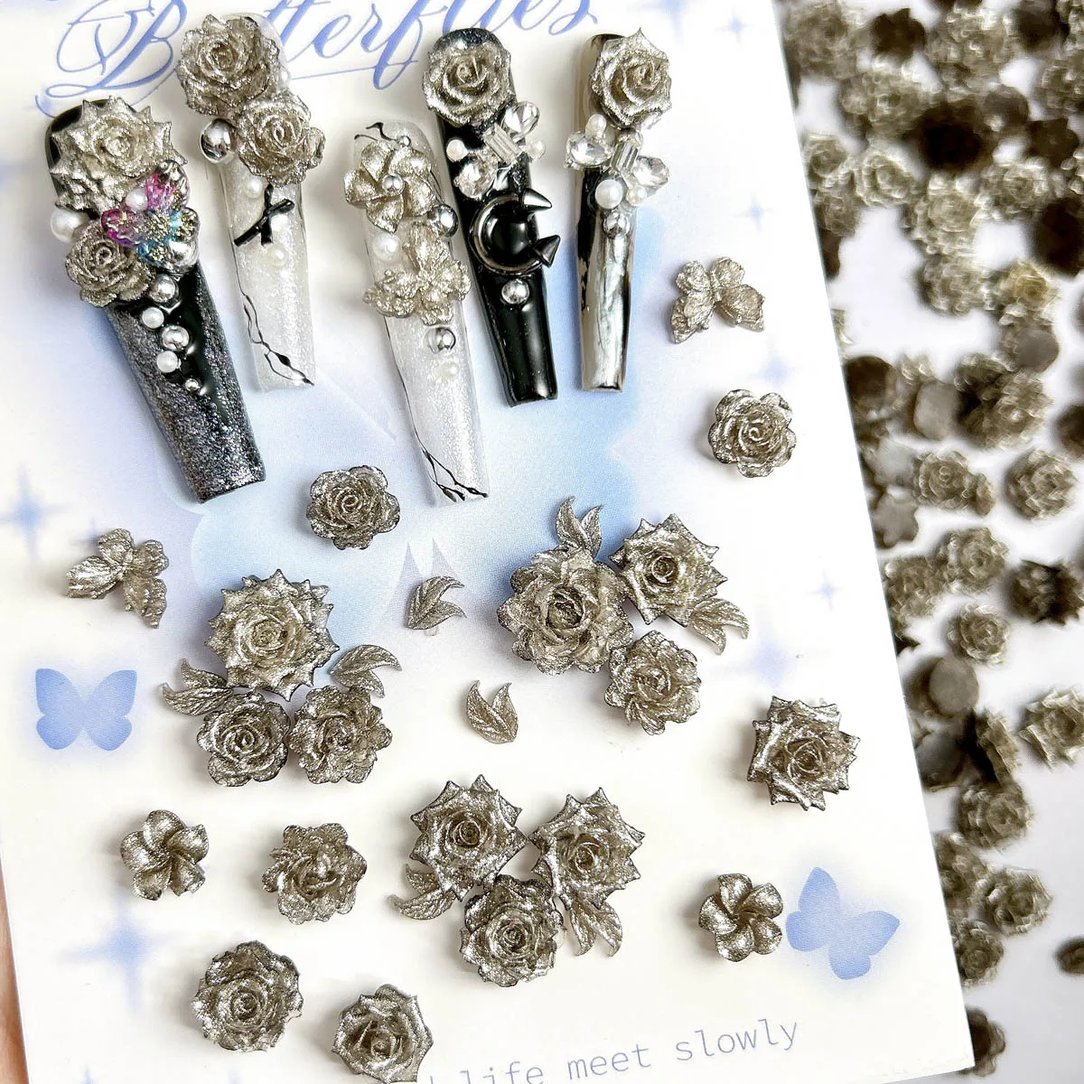 Novelty Fantasy Luminous Rose Leaf Resin Nail Art Decorations 3D Sweet Fine Glitter Lotus Peony Butterfly Nail Charms DIY Nails
Novelty Fantasy Luminous Rose Leaf Resin Nail Art Decorations 3D Sweet Fine Glitter Lotus Peony Butterfly Nail Charms DIY Nails