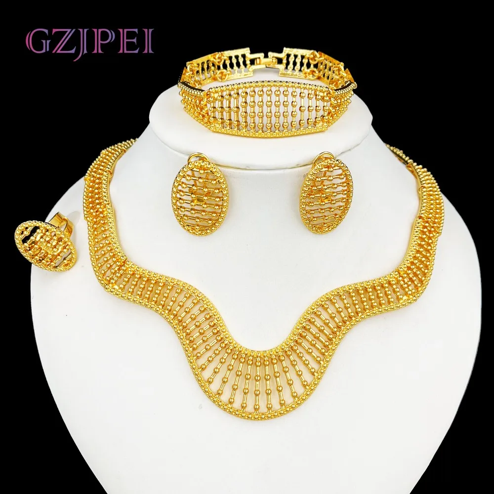 GZJPEI African Gold Color Big Jewelry Set Design Wedding Jewellery Hight Quality Choker Necklace Earring Ring Set 2025 New
GZJPEI African Gold Color Big Jewelry Set Design Wedding Jewellery Hight Quality Choker Necklace Earring Ring Set 2025 New