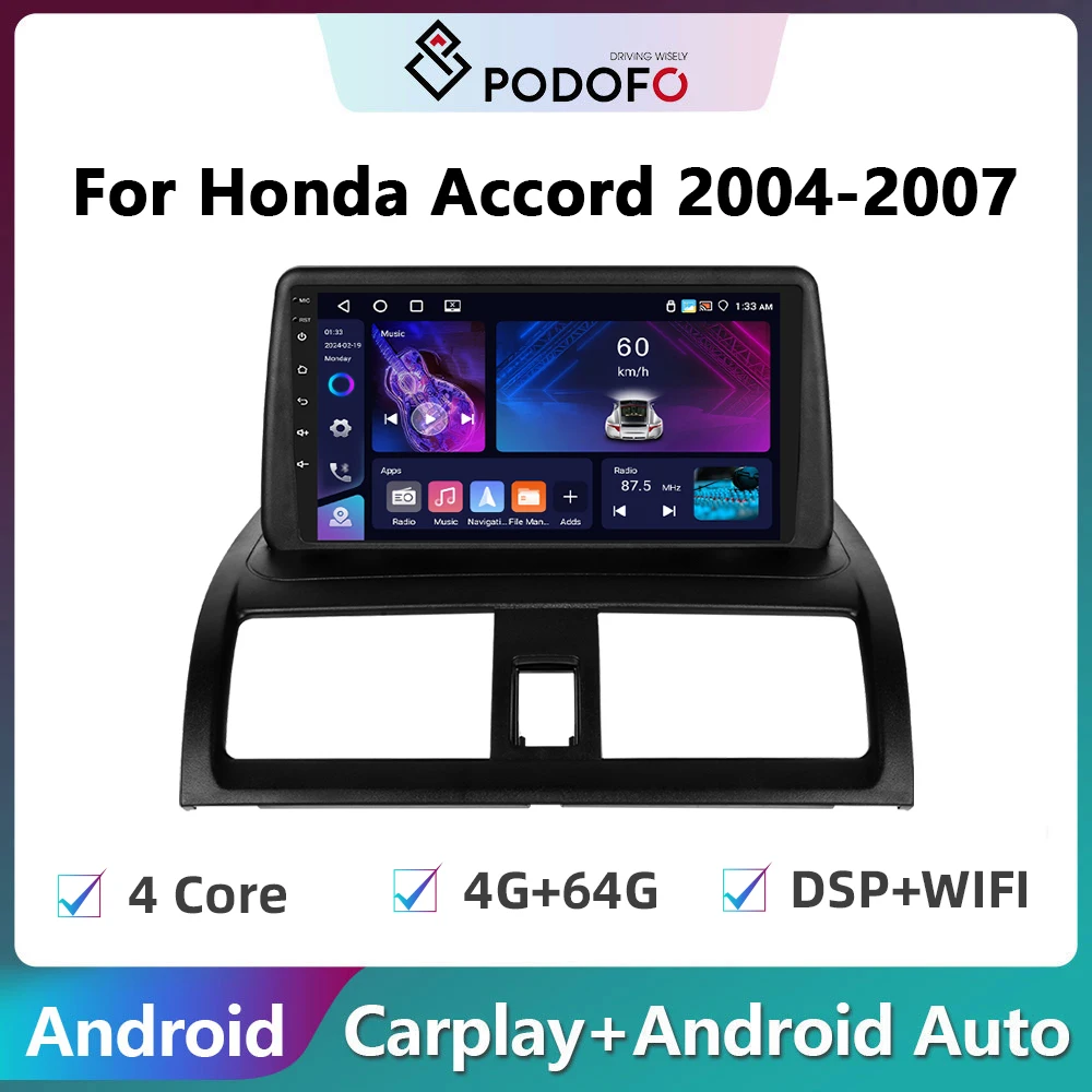 Автомагнитола Podofo, 2din, Android, для Honda Accord 2004-2007, Carplay, стереоплеер, Авторадио, Wi-Fi, GPS-навигация, FM/RDS
Автомагнитола Podofo, 2din, Android, для Honda Accord 2004-2007, Carplay, стереоплеер, Авторадио, Wi-Fi, GPS-навигация, FM/RDS