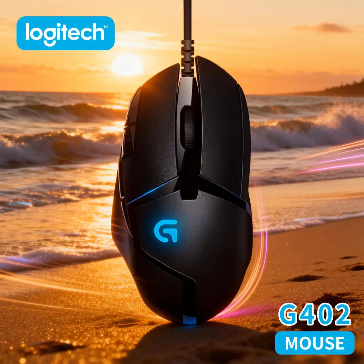Gaming-Grade Logitech G402 Wired Mouse 4000 DPI 8 Programmable Buttons 1ms Report Rate for FPS Gaming PC Gamer