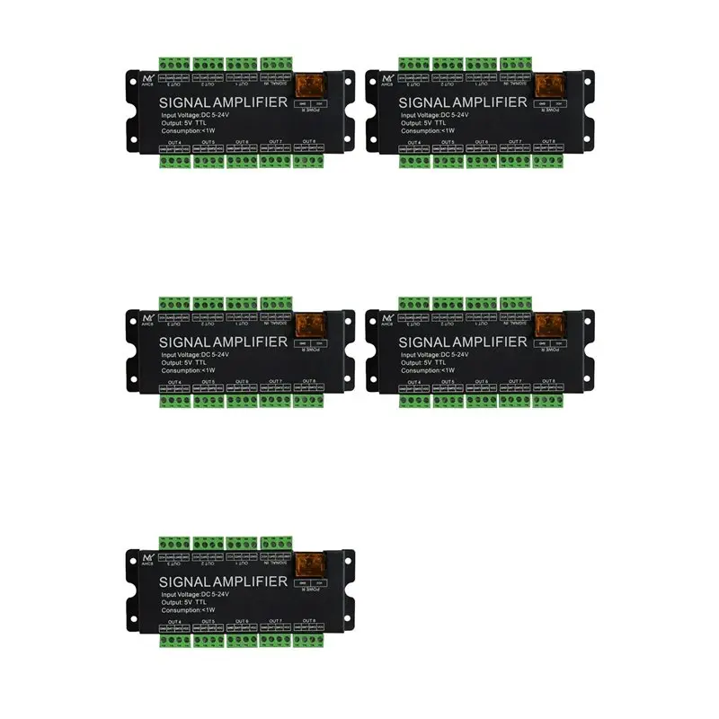 【ALLOWANCE】5X 8CH LED Strip Signal Amplifier,WS2812 5V SPI TTL Signal Output For WS2811 WS2815 WS2813 Pixels LED Light DC5-24V
【ALLOWANCE】5X 8CH LED Strip Signal Amplifier,WS2812 5V SPI TTL Signal Output For WS2811 WS2815 WS2813 Pixels LED Light DC5-24V