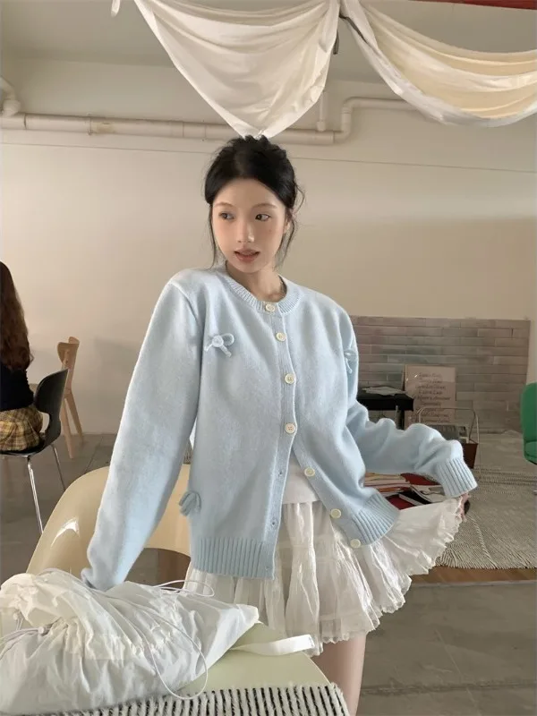 Blue Sweater Cardigan Knot Ballet Sle Gentle Korean System Autumn Winter Warmth Heating Long Sve round Ne Coat
Blue Sweater Cardigan Knot Ballet Sle Gentle Korean System Autumn Winter Warmth Heating Long Sve round Ne Coat