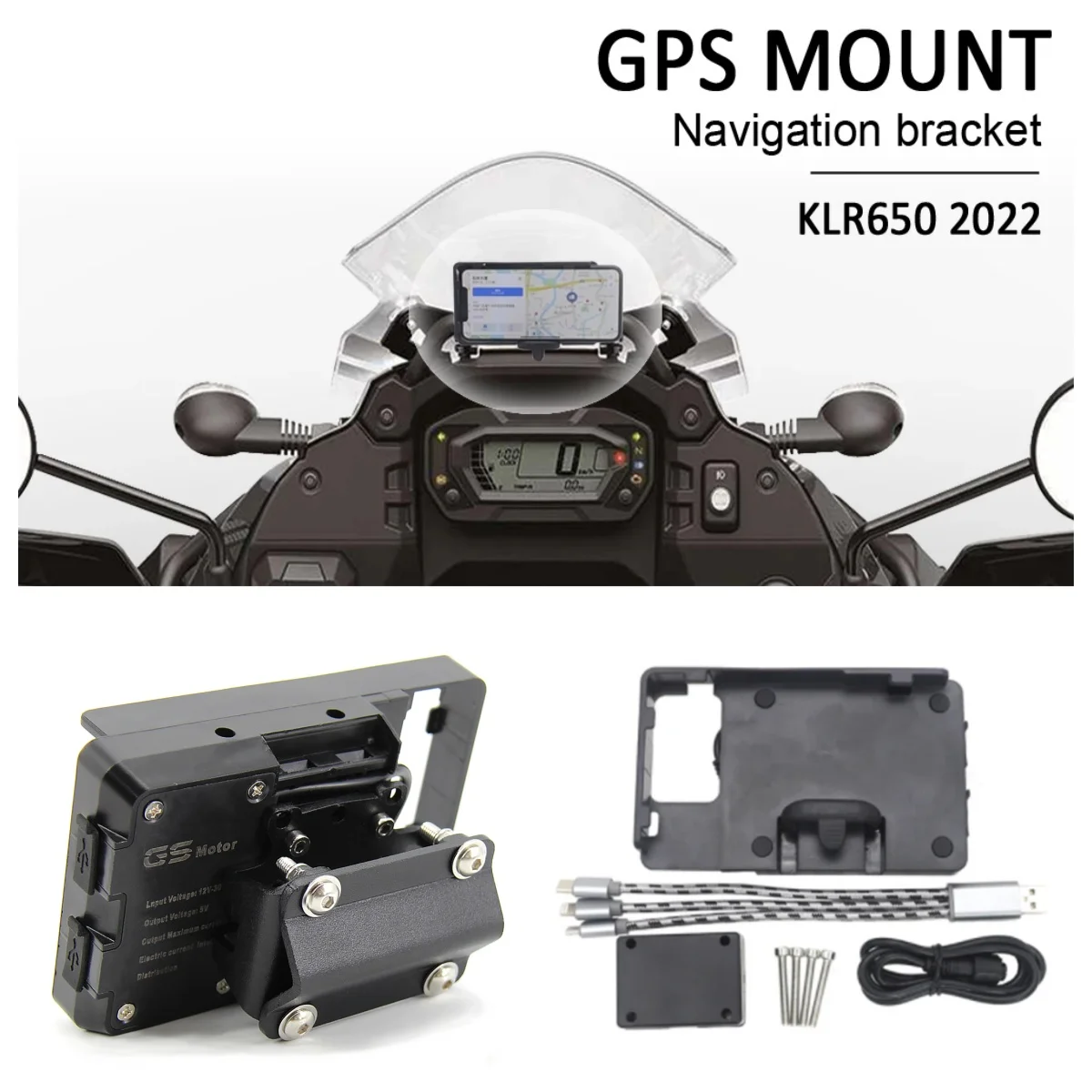 Motorcycle GPS Navigation Bracket Fast Charging Phone Holder Adapter For Kawasaki KLR650 KLR klr 650 2022
Motorcycle GPS Navigation Bracket Fast Charging Phone Holder Adapter For Kawasaki KLR650 KLR klr 650 2022
