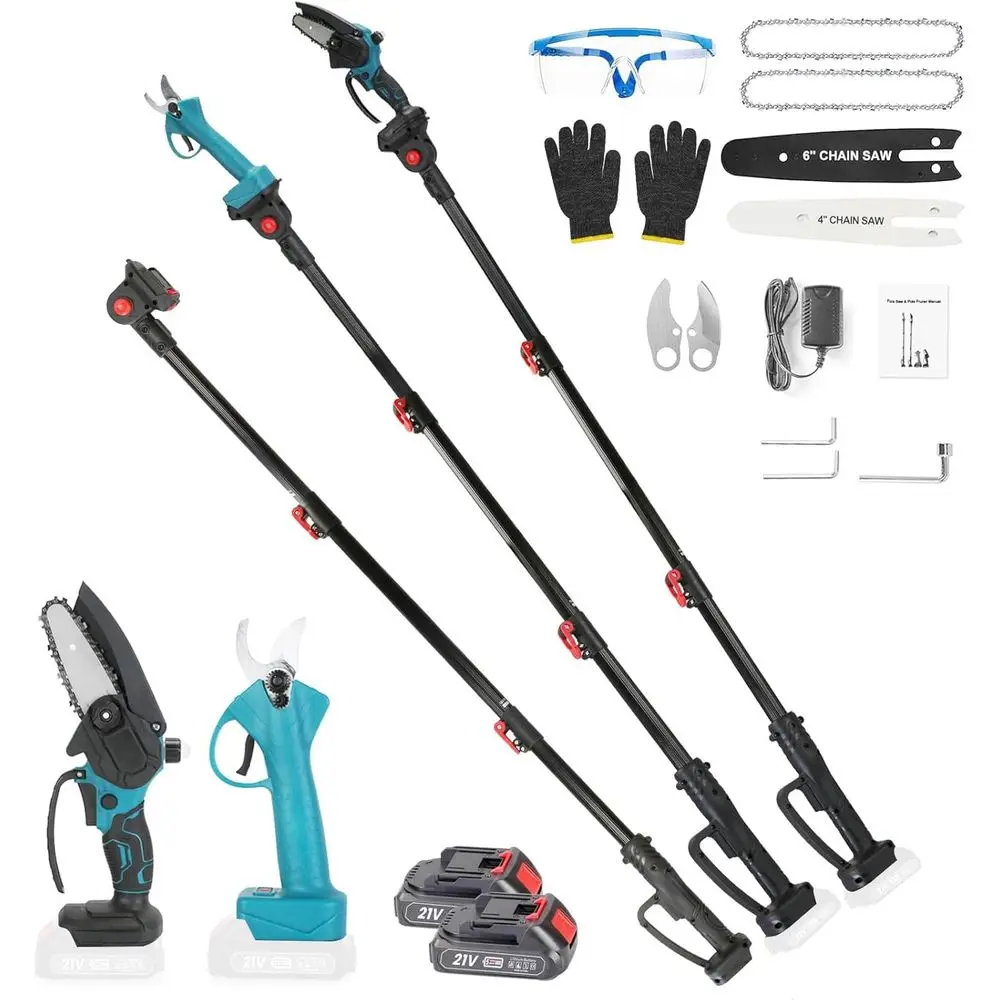 4-in-1 Brushless Pole Pruning Shear, Electric Pruning Shears & Mini Chainsaw with Pole, 21V Cordless Electric Pruning with 2Pcs
4-in-1 Brushless Pole Pruning Shear, Electric Pruning Shears & Mini Chainsaw with Pole, 21V Cordless Electric Pruning with 2Pcs