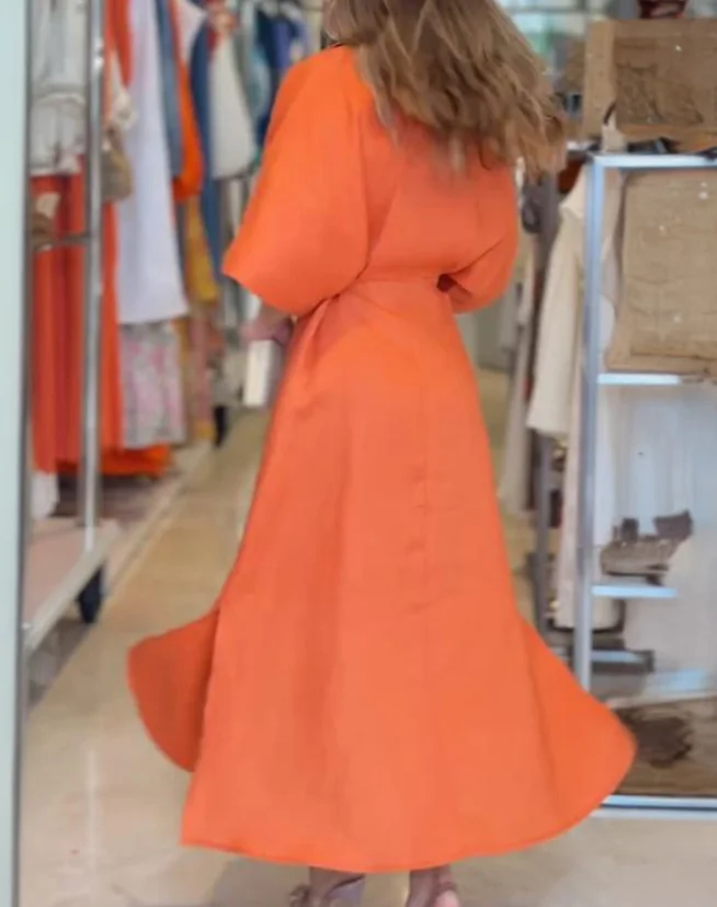 Womens Dresses 2025 Spring New Solid Color Turn-Down Collar Half Sleeve Maxi Dress Casual Waisted Slit Pocket Shirt Dress
Womens Dresses 2025 Spring New Solid Color Turn-Down Collar Half Sleeve Maxi Dress Casual Waisted Slit Pocket Shirt Dress