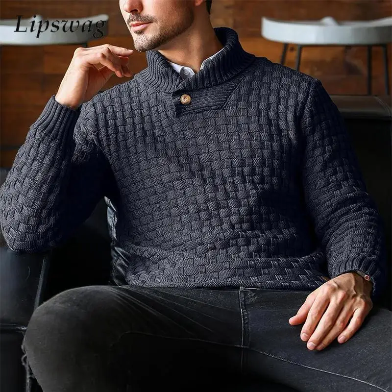 Business Office Mens Fashion Sweaters Fall Winter Outdoor Casual Textured Buttoned Lapel Sweater Men Stylish Solid Color Jumper
Business Office Mens Fashion Sweaters Fall Winter Outdoor Casual Textured Buttoned Lapel Sweater Men Stylish Solid Color Jumper