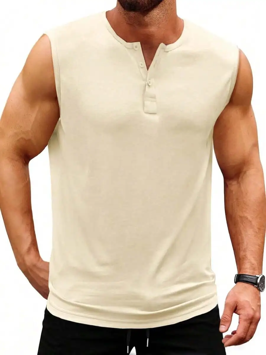 Mens Sleeveless Henley Tank Top Slim Fit Gym Sports T-Shirt
Mens Sleeveless Henley Tank Top Slim Fit Gym Sports T-Shirt