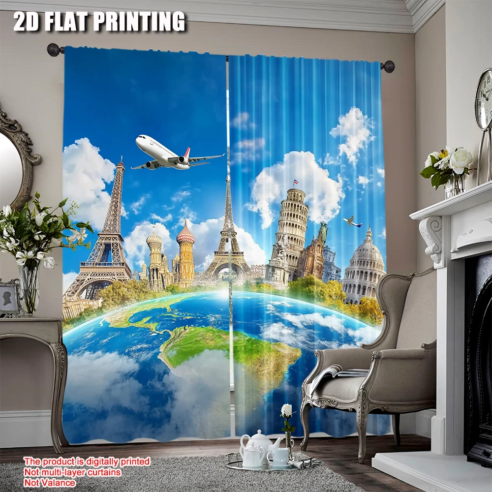 2Pcs Around The World Travel Curtain Global Travel World Map Earth Famous Landmark Window Drapes For Home Party Decor
2Pcs Around The World Travel Curtain Global Travel World Map Earth Famous Landmark Window Drapes For Home Party Decor