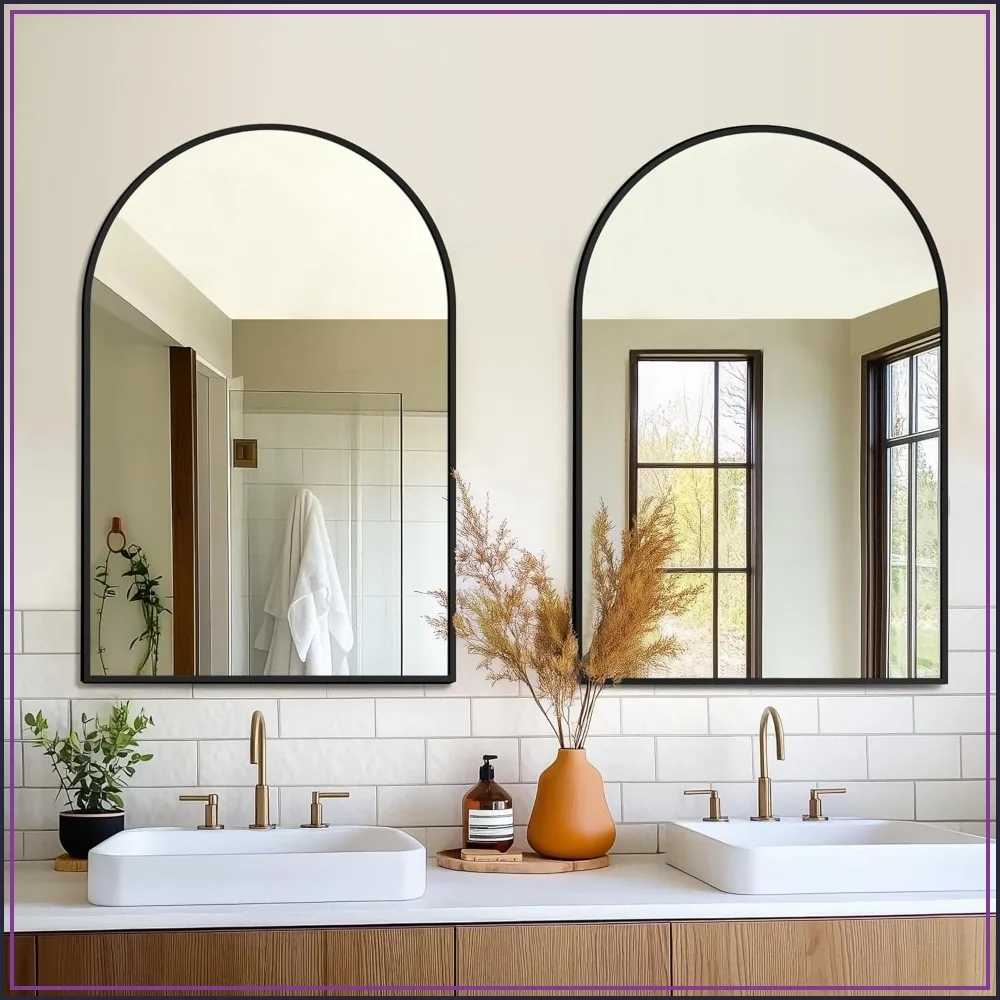 Arched Bathroom Mirror 24x36 Inch 2 Pack, HD Tempered Glass, Black Metal Frame for Wall
Arched Bathroom Mirror 24x36 Inch 2 Pack, HD Tempered Glass, Black Metal Frame for Wall