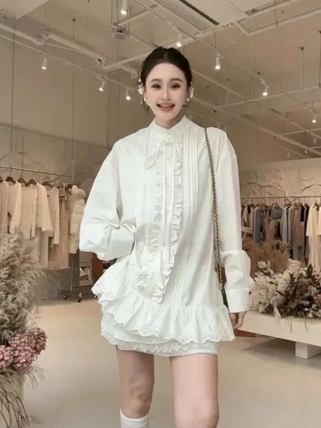 Белый кружевной подол Long Sve irt, женский осенне-зимний дизайн Sensation, модный молодежный многослойный базовый топ с поясом
Белый кружевной подол Long Sve irt, женский осенне-зимний дизайн Sensation, модный молодежный многослойный базовый топ с поясом