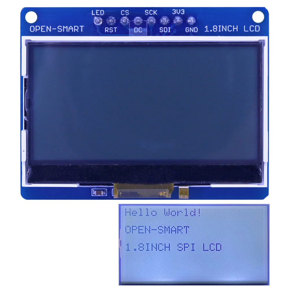 OPEN-SMART With Backlight LED 3.3V 1.8 Inch 128 * 64 Serial SPI Monochrome LCD Shield Breakout Board Module for Arduino
OPEN-SMART With Backlight LED 3.3V 1.8 Inch 128 * 64 Serial SPI Monochrome LCD Shield Breakout Board Module for Arduino