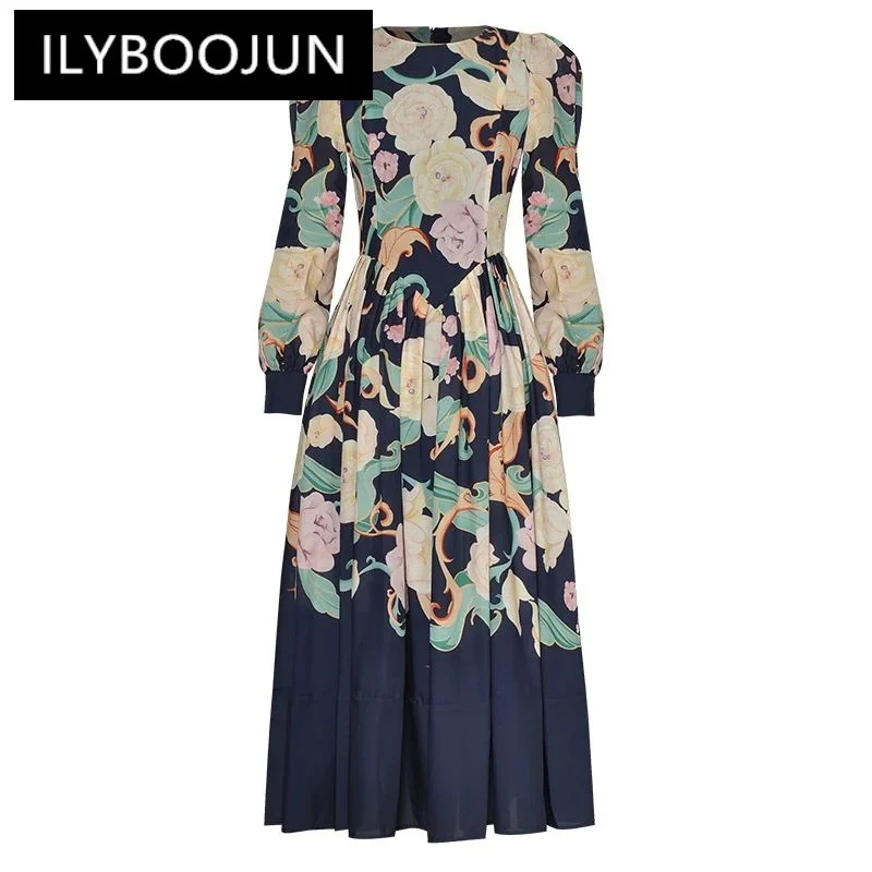 ILYBOOJUN Autumn Fashion Designer Vintage Floral Print Dress Women O Neck Lantern Long Sleeve High Waist Slim Pleated Long Dress
ILYBOOJUN Autumn Fashion Designer Vintage Floral Print Dress Women O Neck Lantern Long Sleeve High Waist Slim Pleated Long Dress