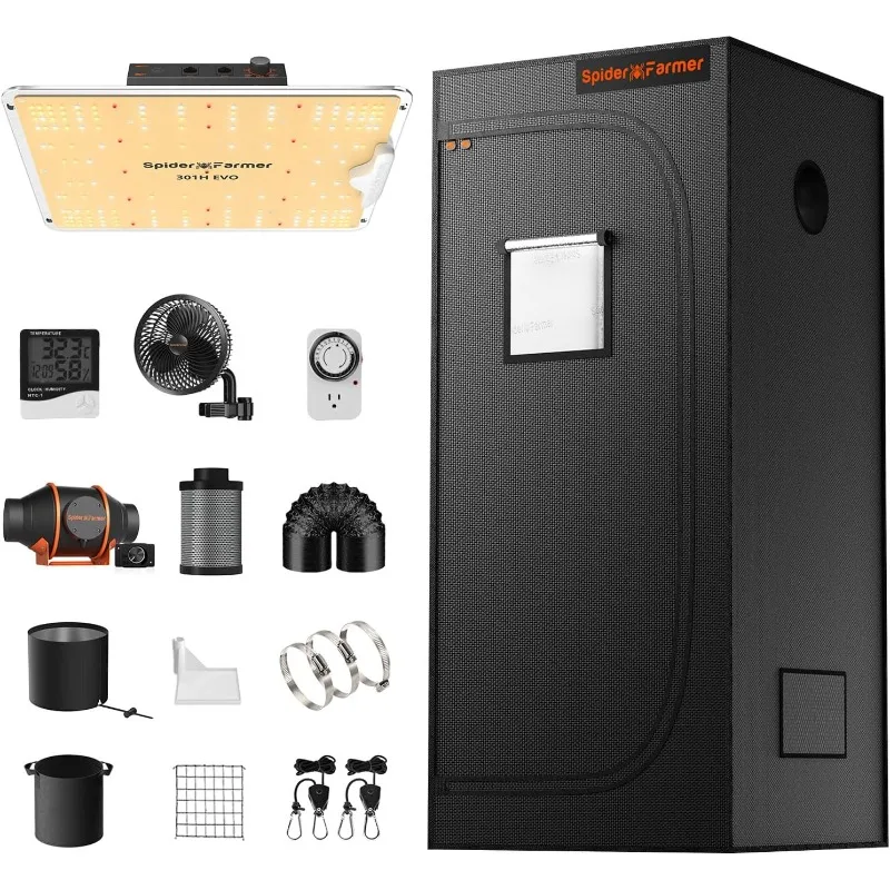 Комплект палатки для выращивания EVO, 27 x 27 x 62 дюйма SF-1000, Samsung LM301H EVO и с регулируемой яркостью, полная система палатки для выращивания 2,3 x 2,3 фута
Комплект палатки для выращивания EVO, 27 x 27 x 62 дюйма SF-1000, Samsung LM301H EVO и с регулируемой яркостью, полная система палатки для выращивания 2,3 x 2,3 фута