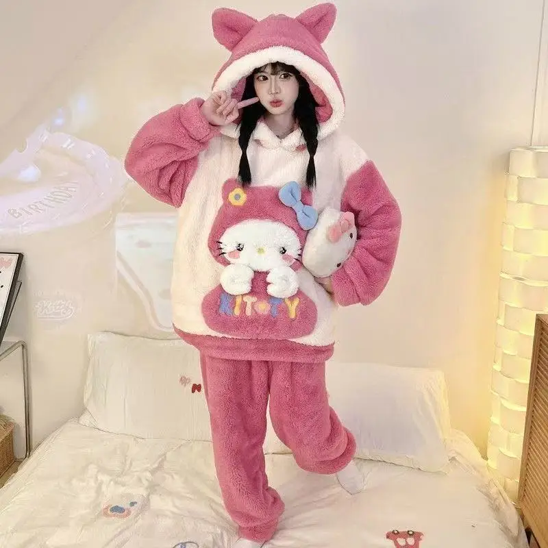 Anime My Melody Winter Kids Fleece Pajamas Hello Kitty Girls Clothing Sets Thick Hooded Pijamas Cartoon Womens Warm Home Clothes
Anime My Melody Winter Kids Fleece Pajamas Hello Kitty Girls Clothing Sets Thick Hooded Pijamas Cartoon Womens Warm Home Clothes