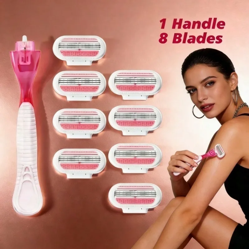 Pink Triple Stainless Steel Blade Women Manual Safety Razor Set, 1 Handle + 8 Replaceable Refill Heads, Portable Shaving Tool For Face Leg Underarm Bikini, Smooth Close Shave Travel Personal Care Beauty Gift For Girls
Pink Triple Stainless Steel Blade Women Manual Safety Razor Set, 1 Handle + 8 Replaceable Refill Heads, Portable Shaving Tool For Face Leg Underarm Bikini, Smooth Close Shave Travel Personal Care Beauty Gift For Girls