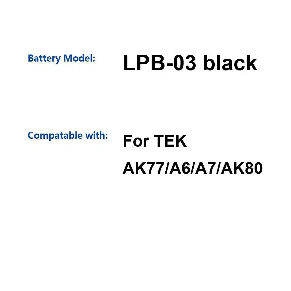 Premium Replacement For Tek AK77 A6 A7 AK80 3500mAh Lpb-03 Black Measuring Equipment Battery
Premium Replacement For Tek AK77 A6 A7 AK80 3500mAh Lpb-03 Black Measuring Equipment Battery