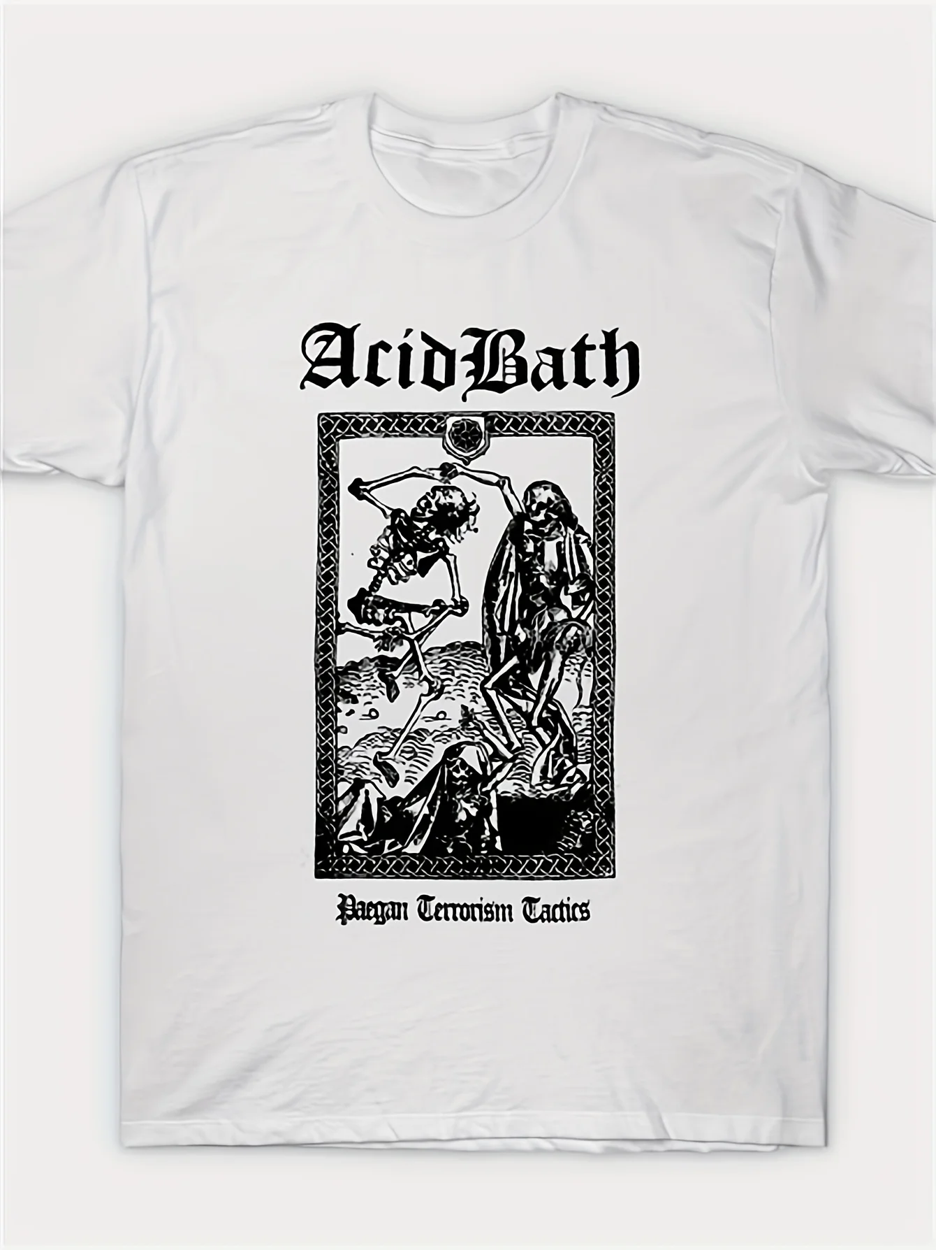 Men's Acid Bath Band Graphic T-Shirt Pure Cotton White with Black Gothic Print Casual Short Sleeve Tee for Birthday Parties
Men's Acid Bath Band Graphic T-Shirt Pure Cotton White with Black Gothic Print Casual Short Sleeve Tee for Birthday Parties