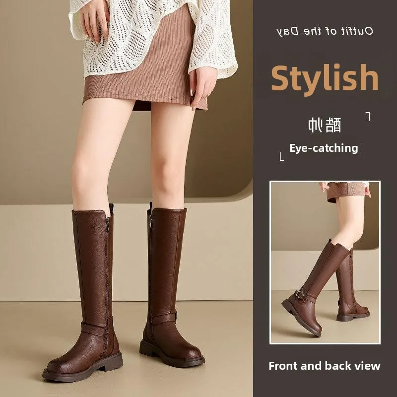 Genuine Leather Long Boots Western Cowboy Thick Bottom Brown High Top Zipper Closure round Toe Fashion Boots for Women
Genuine Leather Long Boots Western Cowboy Thick Bottom Brown High Top Zipper Closure round Toe Fashion Boots for Women