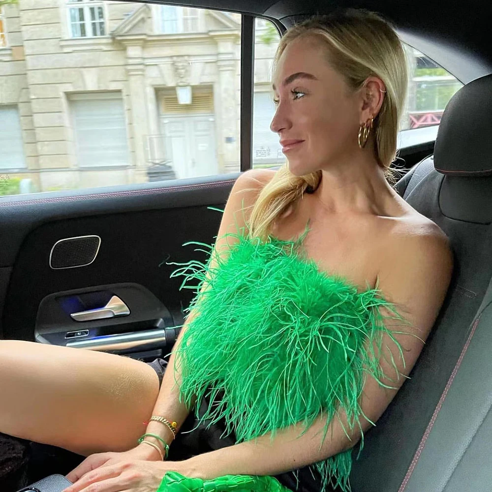 Luxyonuo Women's Fluffy Crop Top Camis Real Ostrich Feather Bustier Sexy Club Party Date Sleeveless Tube Top Feather Bra Female
Luxyonuo Women's Fluffy Crop Top Camis Real Ostrich Feather Bustier Sexy Club Party Date Sleeveless Tube Top Feather Bra Female