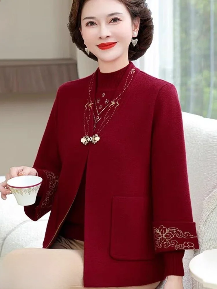 Hengyuanxiang Knitted Two-Piece Set Wedding Dress Outerwear for Elderly Women Fashionable Standard Size Loose Fit Wool Blend
Hengyuanxiang Knitted Two-Piece Set Wedding Dress Outerwear for Elderly Women Fashionable Standard Size Loose Fit Wool Blend