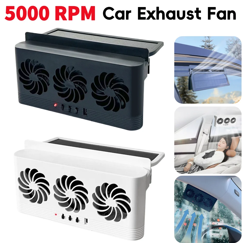 New Car Exhaust Fan Solar Powered Car Radiator Cooling Fan with 3 Air Outlets Ventilation Fan USB Rechargeable For All Cars
New Car Exhaust Fan Solar Powered Car Radiator Cooling Fan with 3 Air Outlets Ventilation Fan USB Rechargeable For All Cars