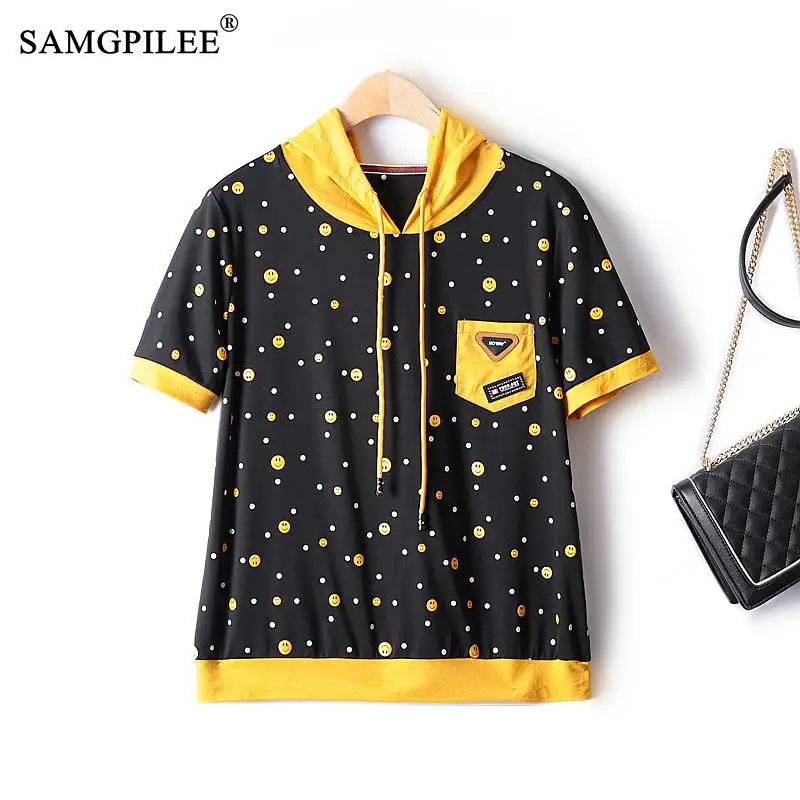 Fashion Woman Blouses 2022 New Summer Korean Fashion Trendy Polka Dot Contrast Hooded Straight Oversized T Shirt Women 4XL
Fashion Woman Blouses 2022 New Summer Korean Fashion Trendy Polka Dot Contrast Hooded Straight Oversized T Shirt Women 4XL