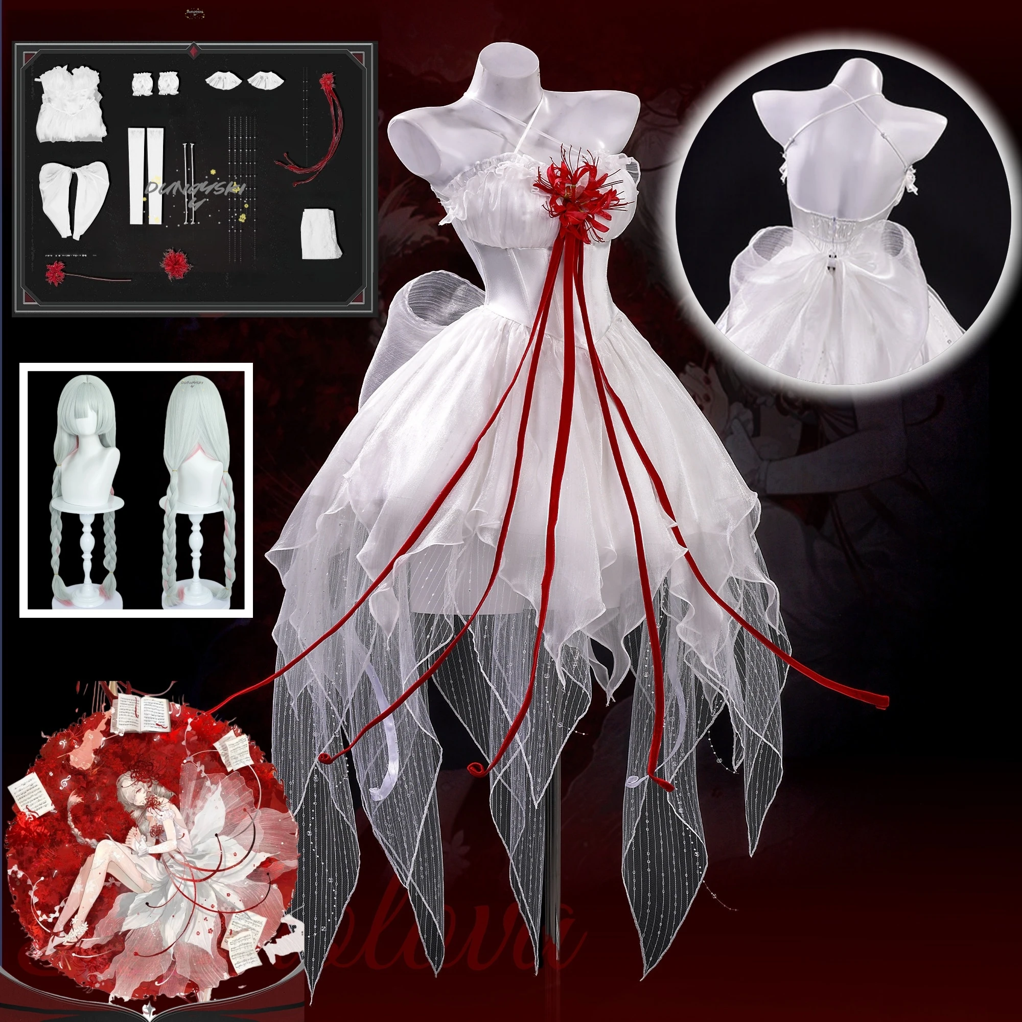 Wuthering Waves Phrolova Cosplay Outfit White Spider Lily Layered Dress Wig Headwear Props for Women Girls Cosplay Party
Wuthering Waves Phrolova Cosplay Outfit White Spider Lily Layered Dress Wig Headwear Props for Women Girls Cosplay Party