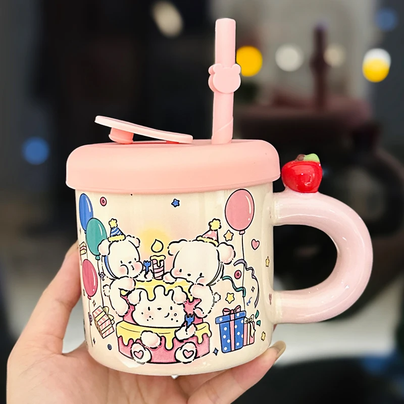 Cute Pink Ceramic Doggie Straw Mug Water Cup with Lid High Aesthetic Value Birthday Gift for Girls Korean Style Universal Cup
Cute Pink Ceramic Doggie Straw Mug Water Cup with Lid High Aesthetic Value Birthday Gift for Girls Korean Style Universal Cup