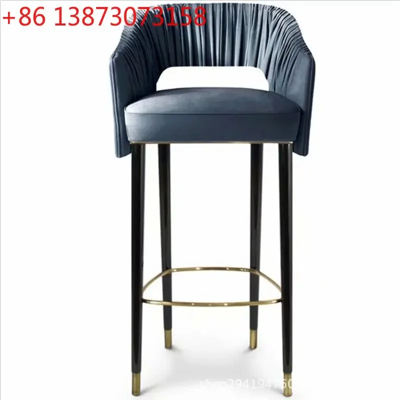 Modern solid wood bar chair custom furniture cafe fashion creative front desk chair fabric backrest casual high chair
Modern solid wood bar chair custom furniture cafe fashion creative front desk chair fabric backrest casual high chair