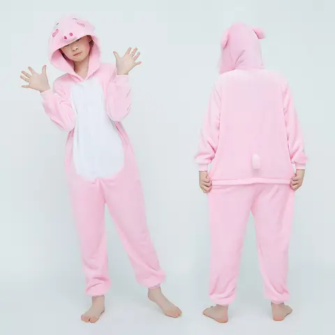 Girls Boys Cartoon Onesie Kids Children Cute Pink Pig Animal Pajamas Kigurumi Cosplay Costumes For Christmas Halloween Party