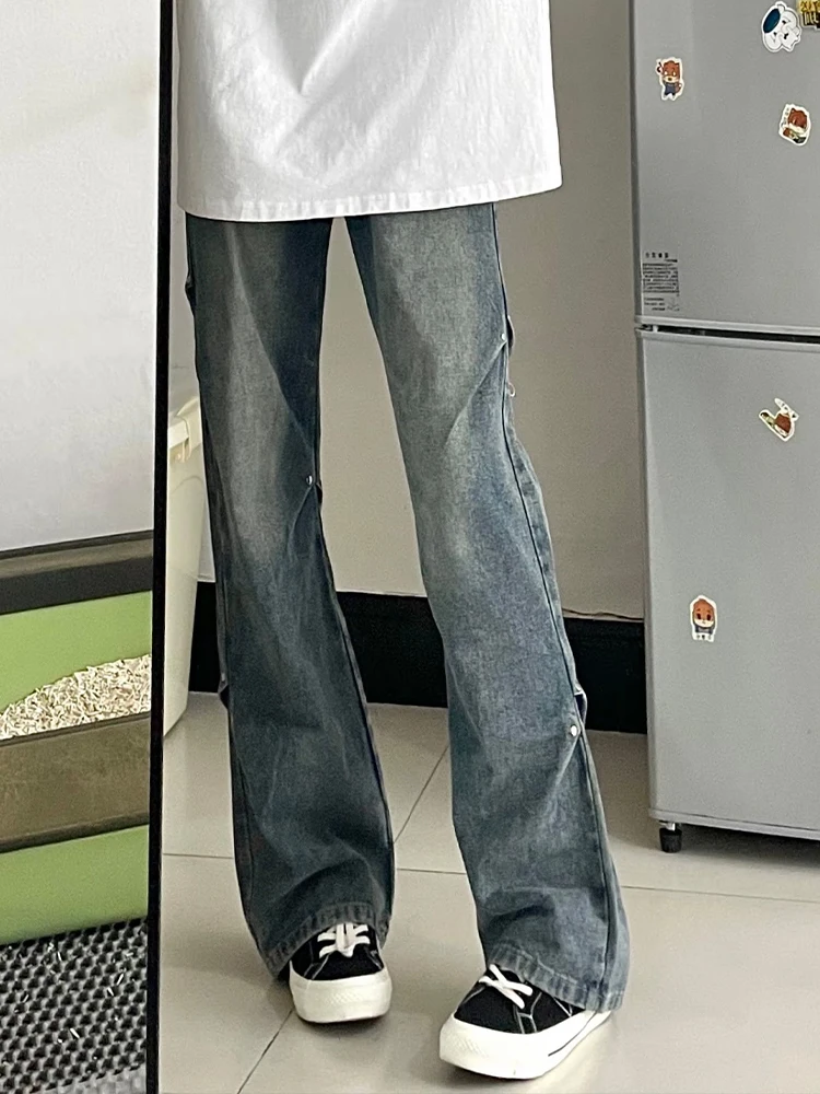 Мужские джинсы American Retro Blue Knife, весна-осень, прямой крой, легкий расклеш, с заклепками, в стиле рабочей одежды
Мужские джинсы American Retro Blue Knife, весна-осень, прямой крой, легкий расклеш, с заклепками, в стиле рабочей одежды