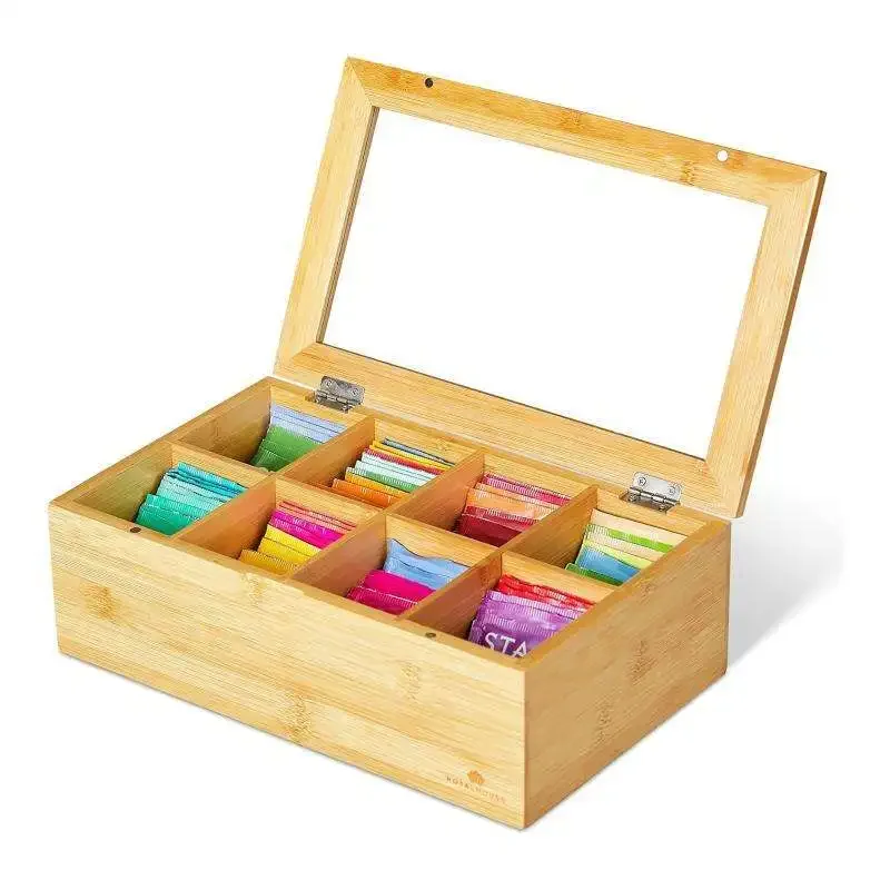 Hot Selling Bamboo Wooden Tea Bag Holder Organizer Tea Storage Box with Clear Acrylic Window
Hot Selling Bamboo Wooden Tea Bag Holder Organizer Tea Storage Box with Clear Acrylic Window