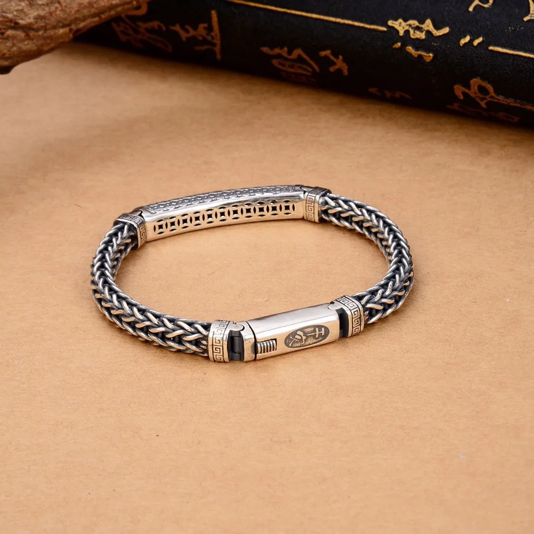 925 sterling silver stylishretro ethnic style silver jewelry hand-woven fashionable brand bracelet bracelet for men and women
925 sterling silver stylishretro ethnic style silver jewelry hand-woven fashionable brand bracelet bracelet for men and women