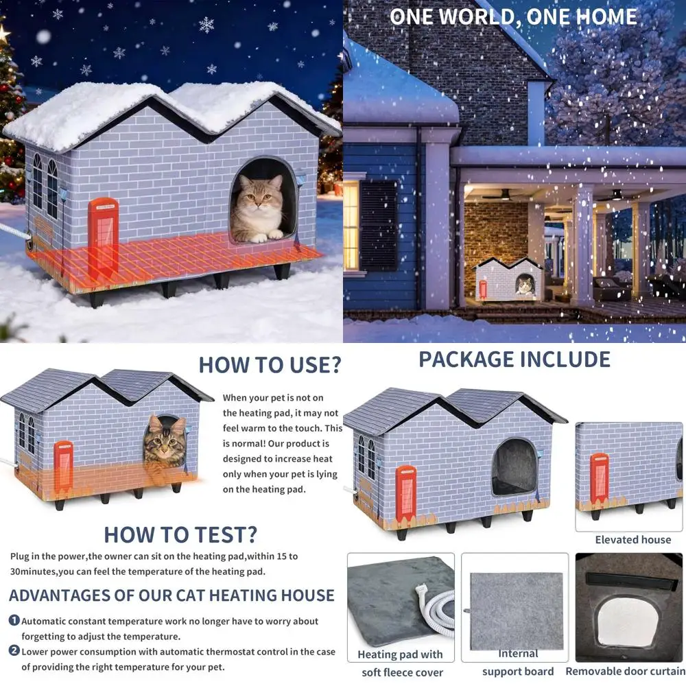 Durable Waterproof Insulated Heated Cat House for Indoor/Outdoor Use with Bed, Large Size (23x13x18)
Durable Waterproof Insulated Heated Cat House for Indoor/Outdoor Use with Bed, Large Size (23x13x18)